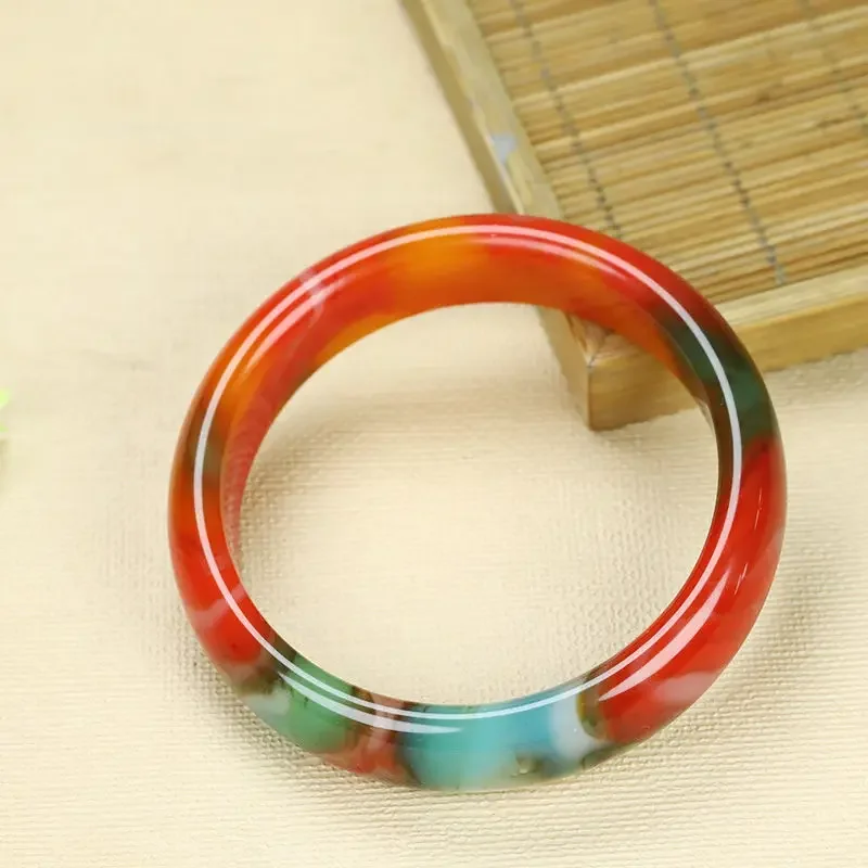 Colorful jade bracelet chicken blood red gold silk jade bracelet women's jade stone