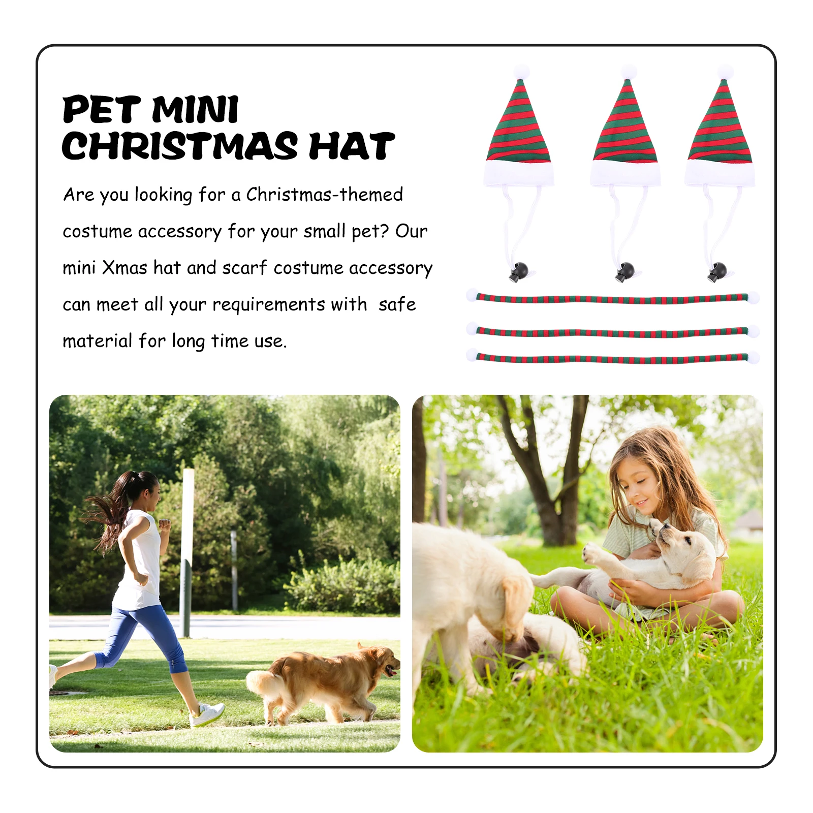 

Christmas Hat and Scarf Set Tiny Cat Outfit Cap Decorations Pet Dog Accessories Holiday Clothing