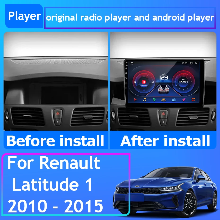 For Renault Latitude 1 2010 - 2015 Car Radio Navigation GPS Carplay Stereo Android Auto Bluetooth Multimedia Player Wifi No 2din