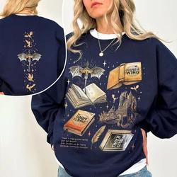 Fourth Wing Series Two Sided Sweatshirt for Fans War College Gift for Book Lover Long Sleeve Fleece Sweatshirt Y2K Streetwear