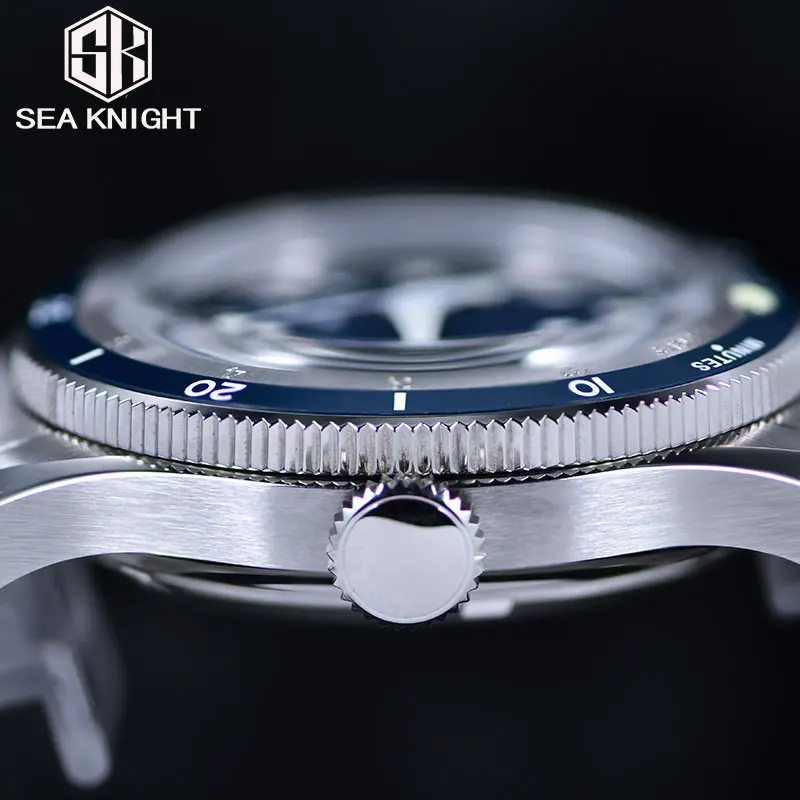 SEA KNIGHT NH35 Man Automatic Mechanical Watches Diving 20BAR Waterproof C3 Super Luminous 316L Steel Mesh Belt Sapphire Crystal