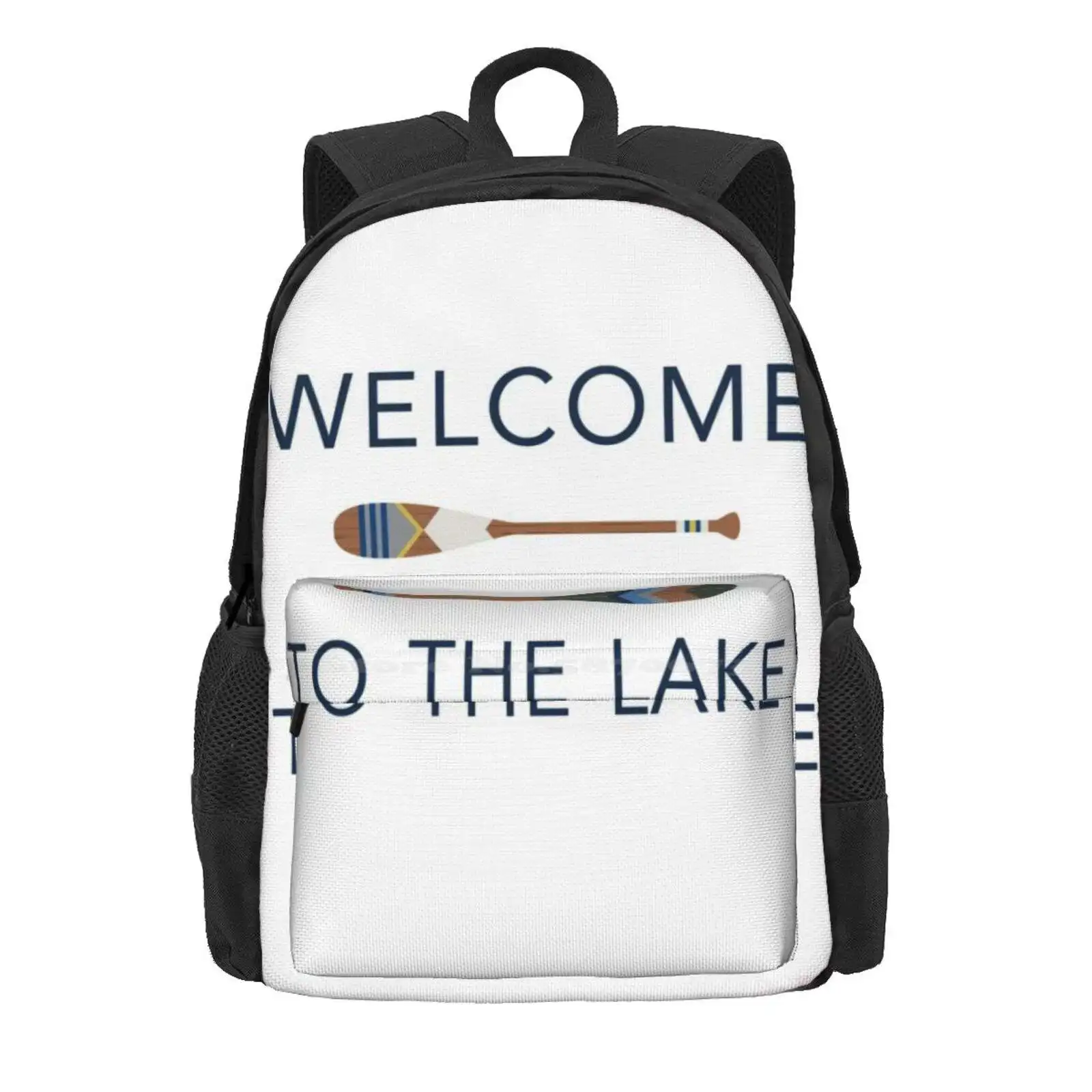 Welcome To The Lake Hot Sale Schoolbag Backpack Fashion Bags Oar Paddle Lake Welcome Up North Cottage Colorful Aztec Painted