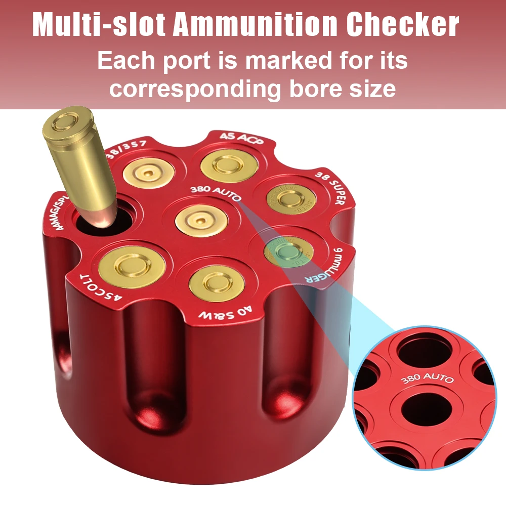 Tactical Ammo Checker Multiple Calibers Cartridge Guages Chamber Checker Cartridge Bullet Gauge for 380 Auto/9mm Luger/38 Super