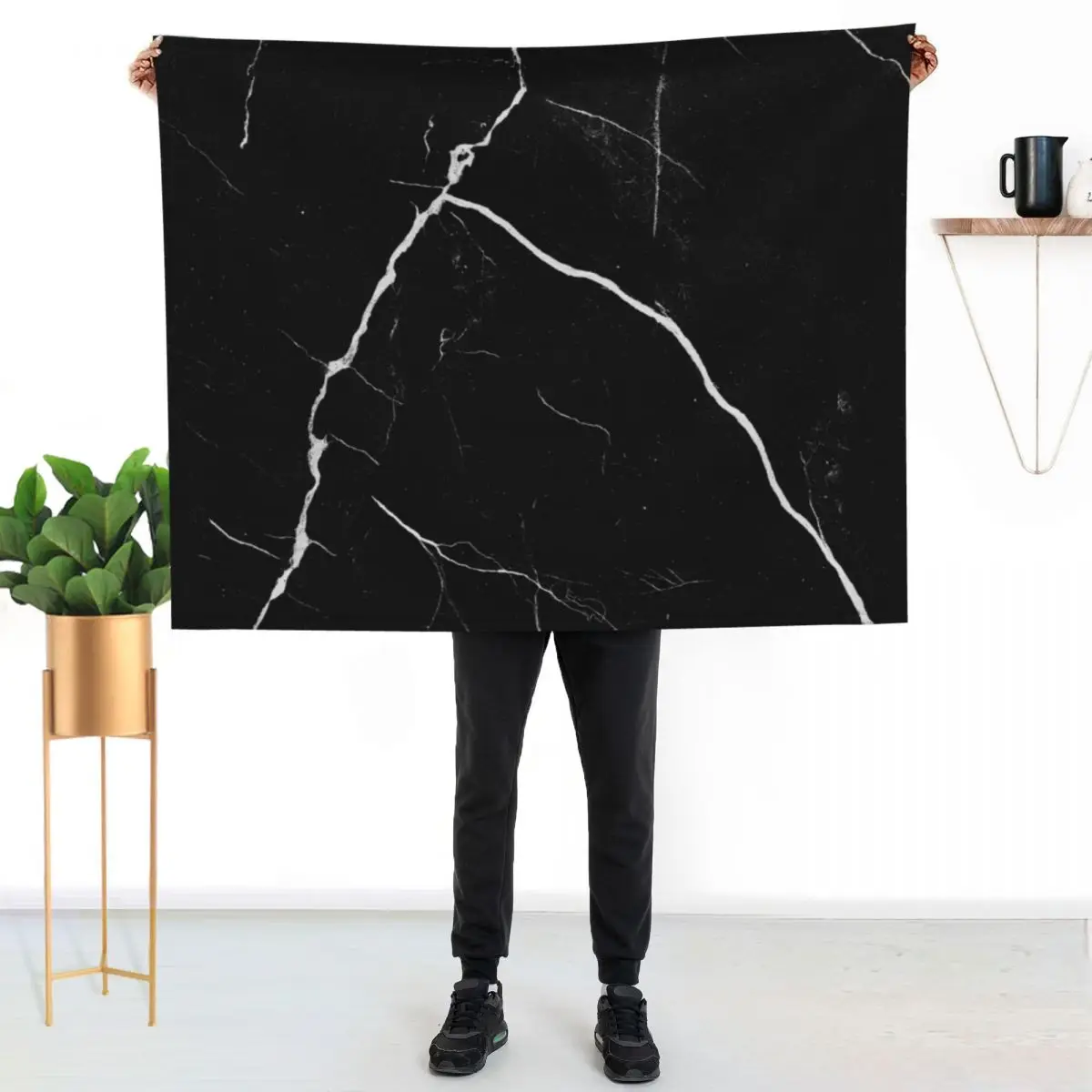 

Black Marble no ii Throw Blanket Men's Soft Warm Throw Blanket for Couch