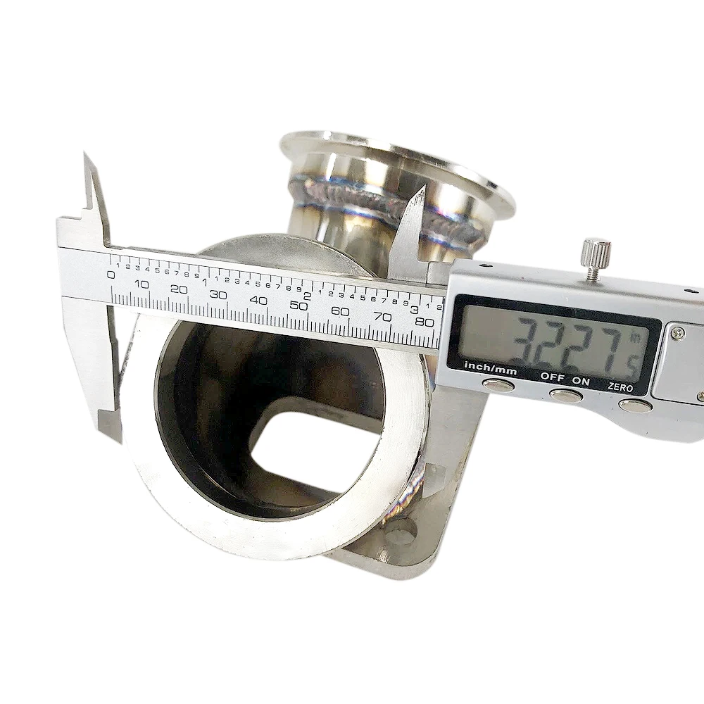 Turbo Charger Flange Y Elbow Conversion T4 4-Bolt to Twin 2.5" V-Band, Stainless Steel 4