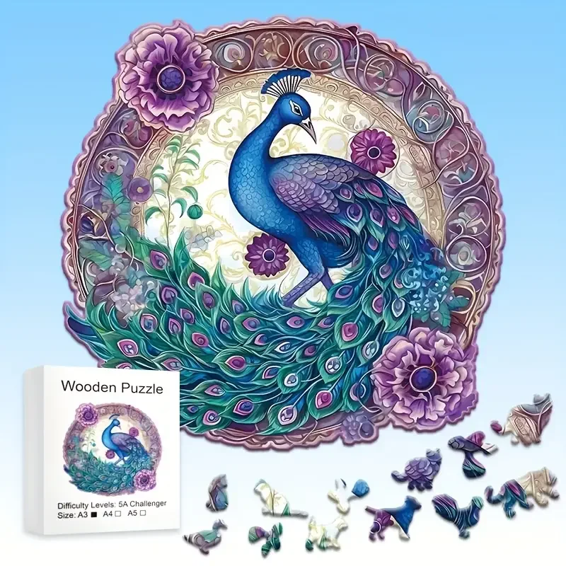 

Peacock Wooden Puzzle for Adults Kids, Uniquely Irregular Animal Shaped Jigsaw Puzzles Wooden Toys, Christmas Gift Home Decor