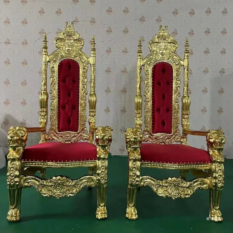 Factory Outlet Hotel Bright Gold High Back King Seat Clubhouse Wedding Sofa Chair