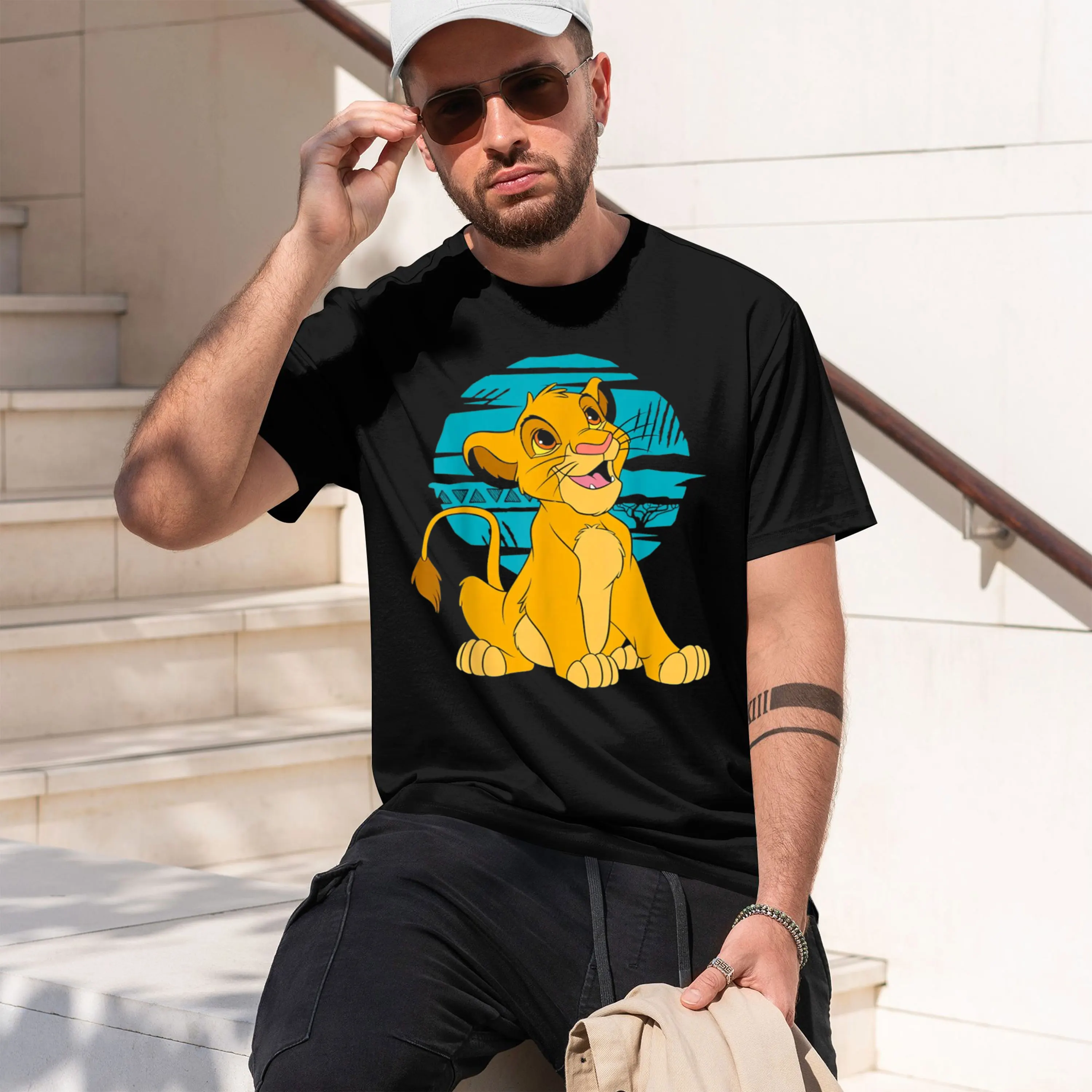 ng Simba Happy Blue Retro T Shirts For Men And Women Tees Summer short-sved breathable sweat-wking versatile fashion T-shirt for