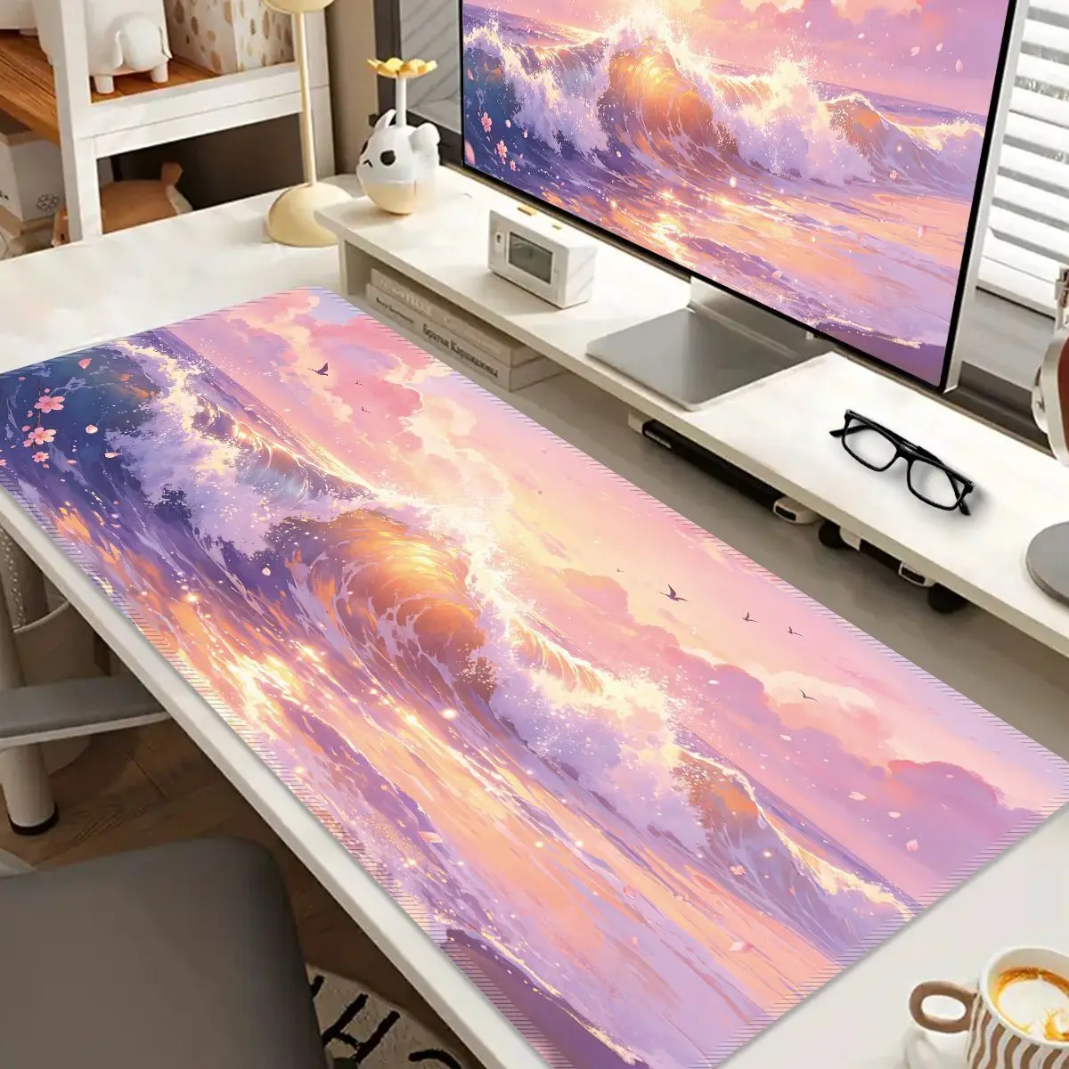 Cute Scenery Mouse Pad Large Anti-Slip Rubber Gaming MousePad Durable Thick Seam Edge Suitable for Office and Gaming Desk Mats