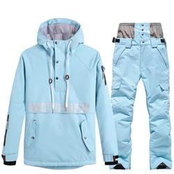 Conjunto de chaqueta y pantalones de esquí para hombre y mujer, traje de esquí de invierno, traje de snowboard impermeable a prueba de viento, mantener el calor impreso