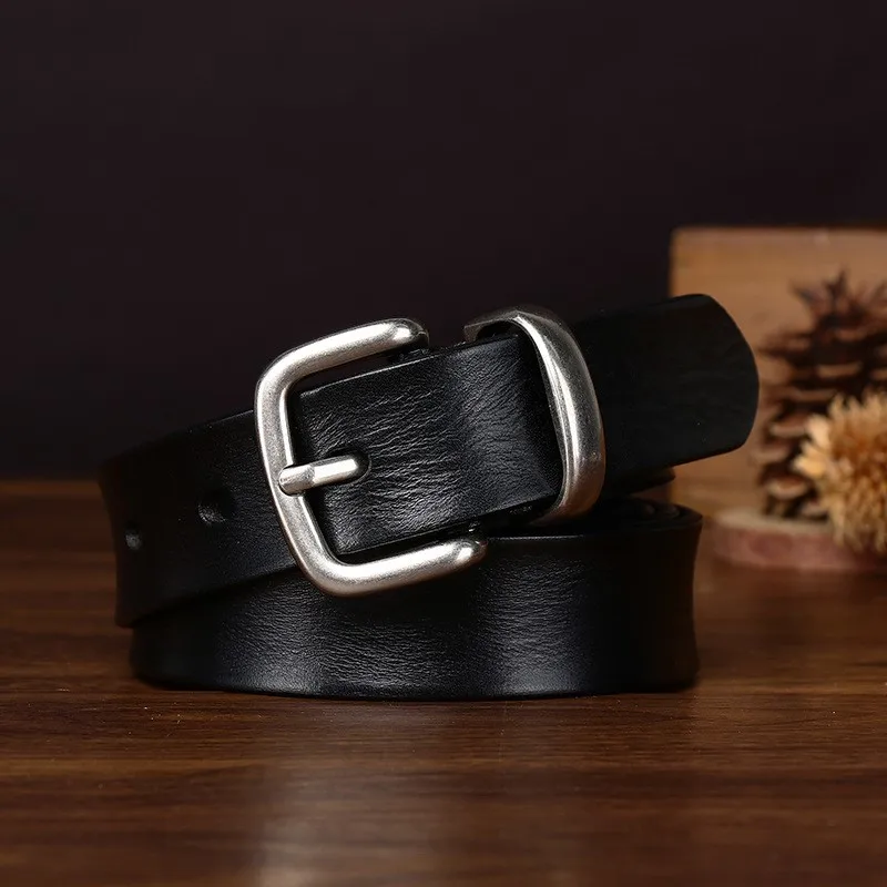 28CM wide leather belt women's pin top layer simple fashionable and versatile real