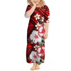 Hot Selling Girls Puletasi Summer Kids Dress Girls Set Dress Elegant Temperament Dress Party Wholesale Polynesian Kids Dress