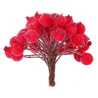 Pack of 40pcs Mini Christmas Frosted Fruit Berry Holly Artificial Flower Decor
