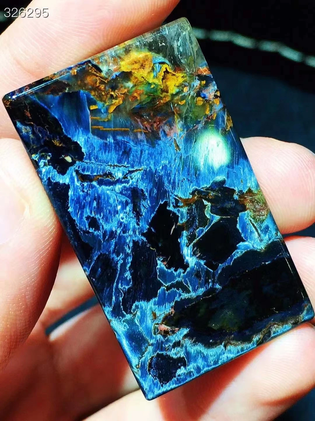 

Natural Blue Pietersite Chatoyant Pendant Women Men 41.1x24.1x5.8mm Namibia Cat Eye Rectangle Yellow Pietersite Jewelry AAAAAA