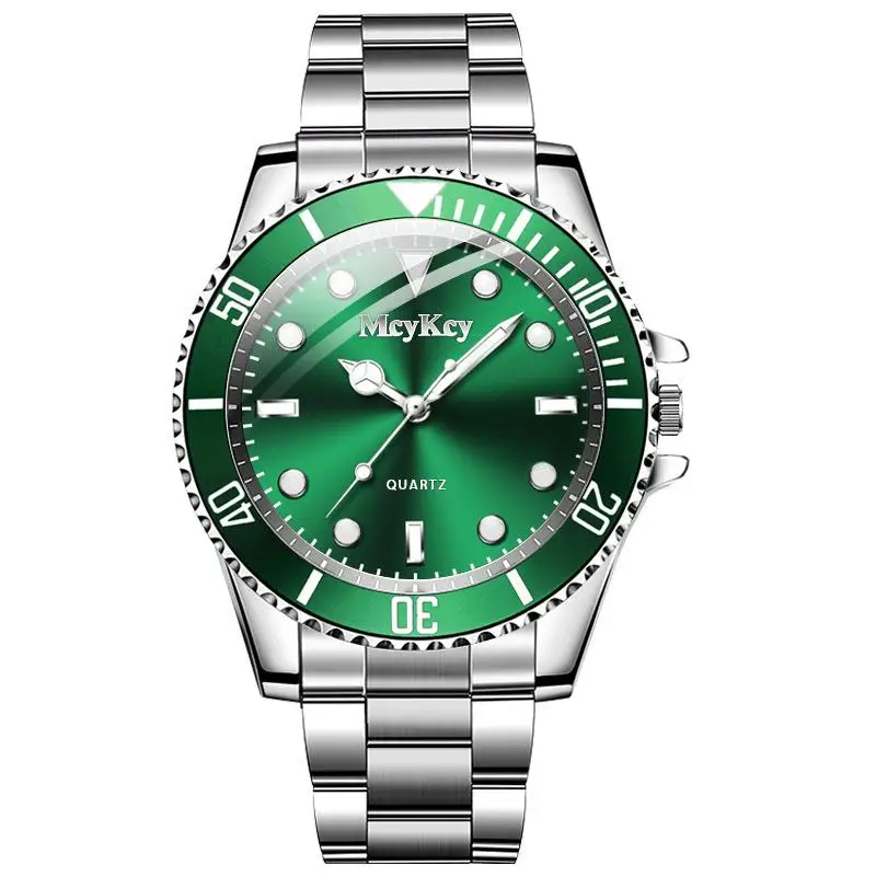 Hot Sale Green Aqua Ghost Watch Men's Steel Strap Sport Quartz Wristwatch Men's Gift