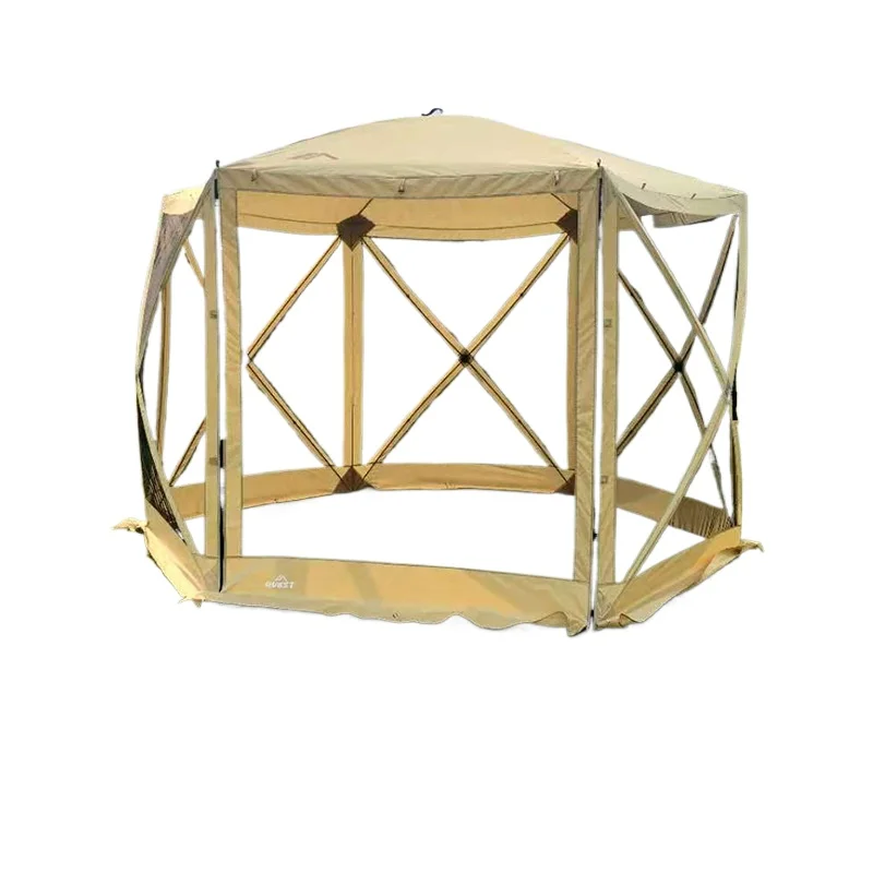 Outdoor Pop Up Mosquito Net Tent for Camping Garden Patio with Rainproof UV Shade Canopy Portable Six Sided Mesh Shelter for