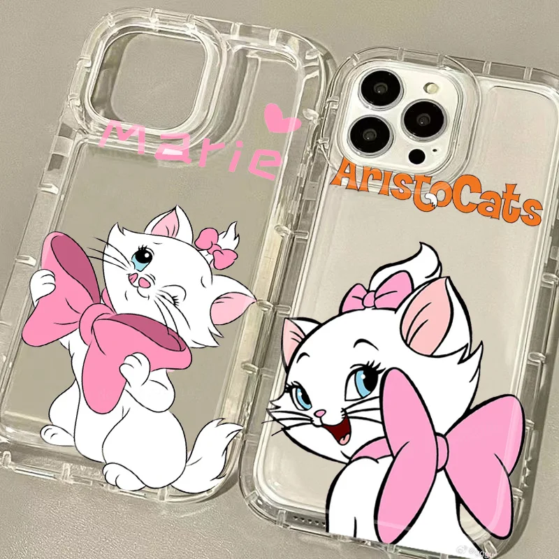 Cartoon Disney Mary Cat Soft Silicone Case for iPhone 15 14 13 12 11 Pro Max XR XS X 8 7 6 6S Plus SE 2020 TPU Shockproof Cover