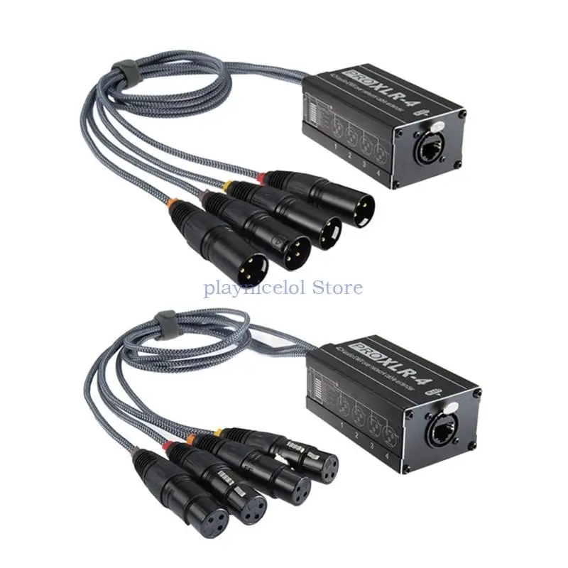 Snake Cable to Ethercon Cable, 4 Channel 3Pin Multi Networking Snake Receiver with Cat5 Networking Snake Receiver