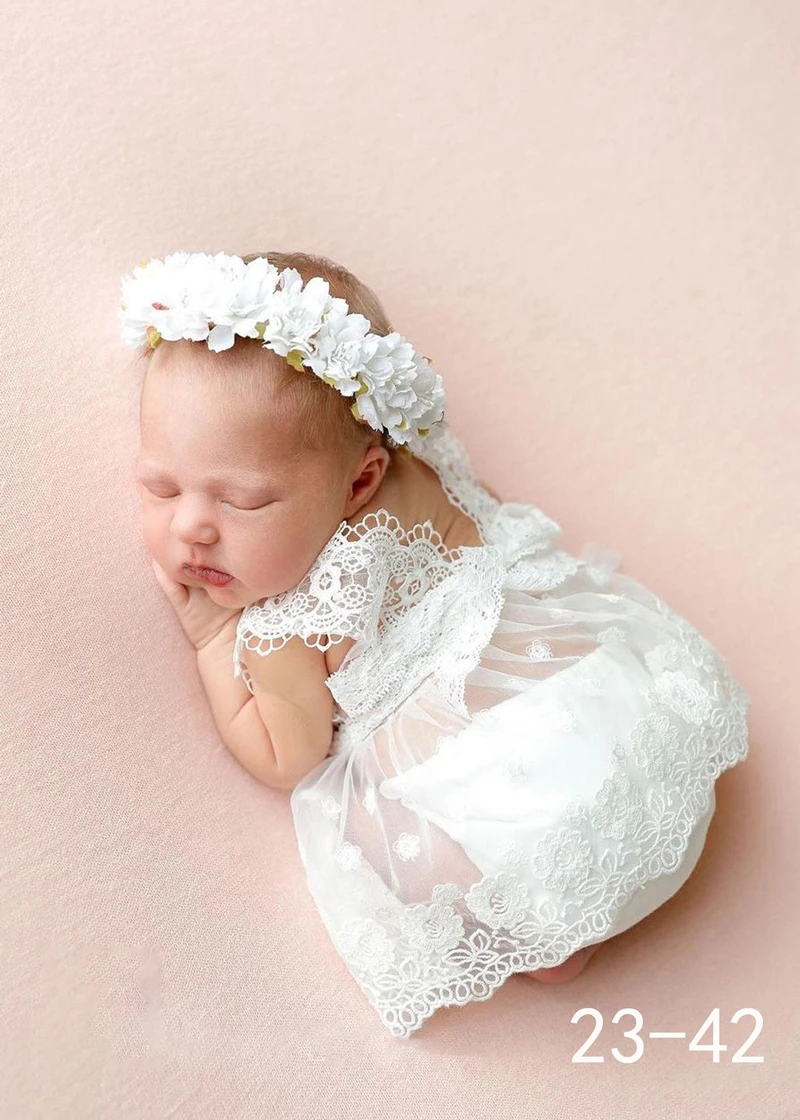 Newborn Photography Lace Clothing Headband+HAT+Dress 3 Pcs/Set Studio Infan Shooting Costume Female Baby Photo Props Accessories