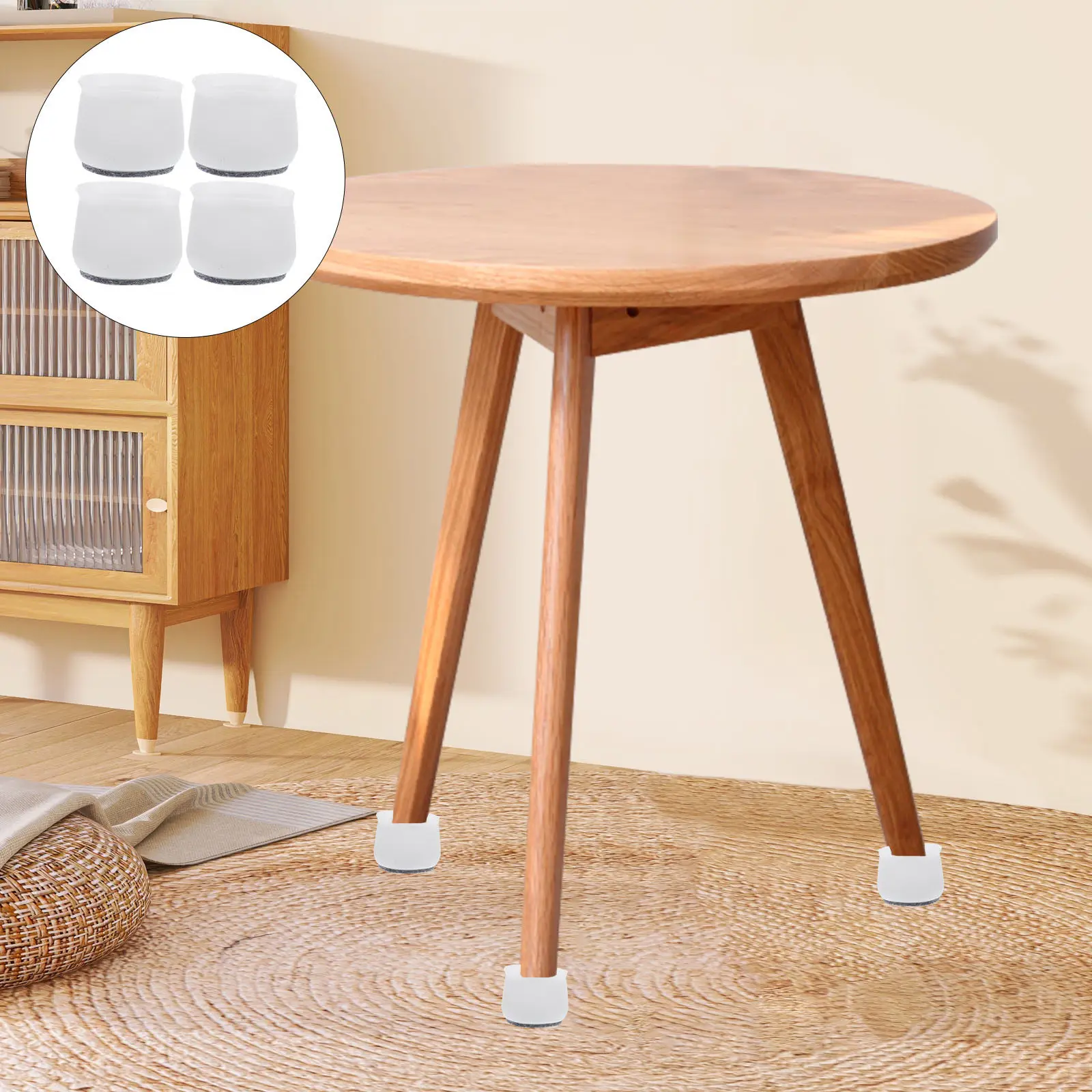 4Pcs Table Chair Foot Covers Silicone Felt Pads Anti-Skid Wear-Resistant Waterproof Floor Protector for Desk Stool Dining Office