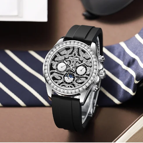 Men\'s Luxury High-End Multifunctional Sun Moon Star Calendar Waterproof Fully Automatic Mechanical Watch for Man