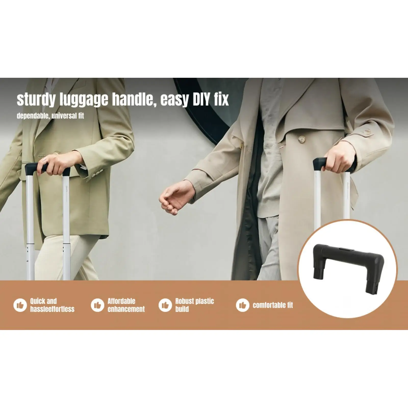 Luggage Handle Replacement Pull Durable Plastic Suitcase Grip Ergonomic Nonslip Carry Strap for Travel Trolley Case Repair Part