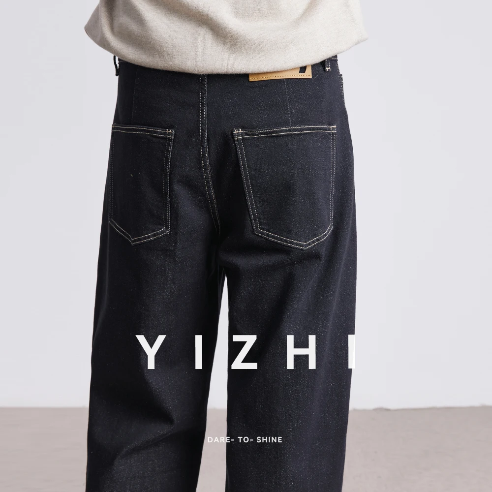 موضة ريترو الدينيم الجينز الرجال ربيع الخريف جديد مستقيم متعدد جيب فضفاض عادية منتصف الخصر بنطلون جينز رجالي