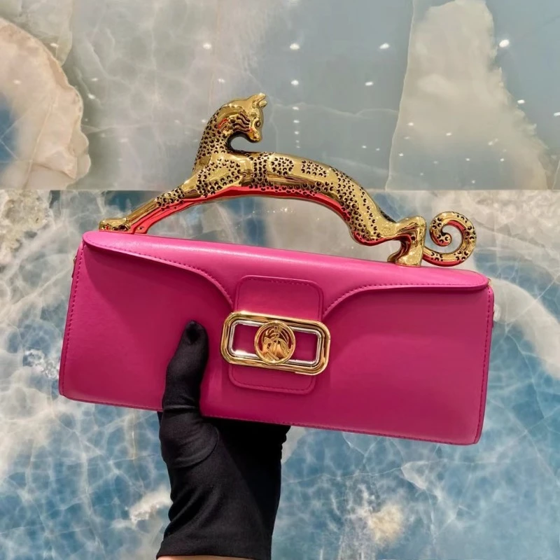 

Женская сумка премиум-класса, подарочная леопардовая сумка с ручкой, кожаная сумка на плечо, банкетная персонализированная портативная сумка для кошек, маленькая премиум-класса