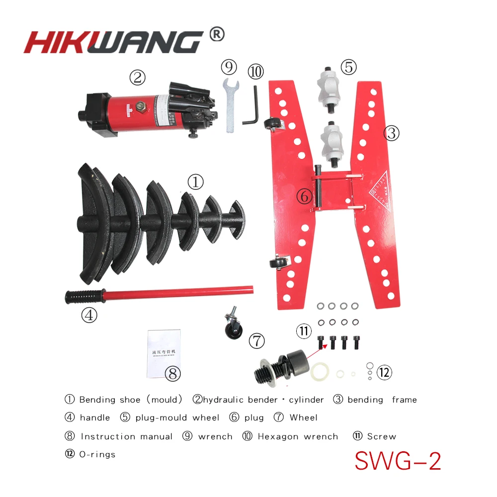 SWG-2 16 طن 22 مللي متر-60 مللي متر الهيدروليكية دليل الأنابيب المانحناء مضخة يدوية أنابيب جهاز ثني الأنابيب الهيدروليكية مع 6 يموت