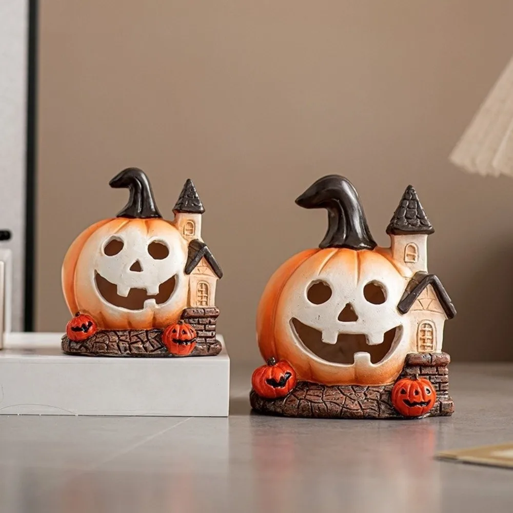 

Decorative Resin Halloween Pumpkin House Unique Handmade Haunted House Ornaments Scary Pumpkin Figurine Halloween Party Decor
