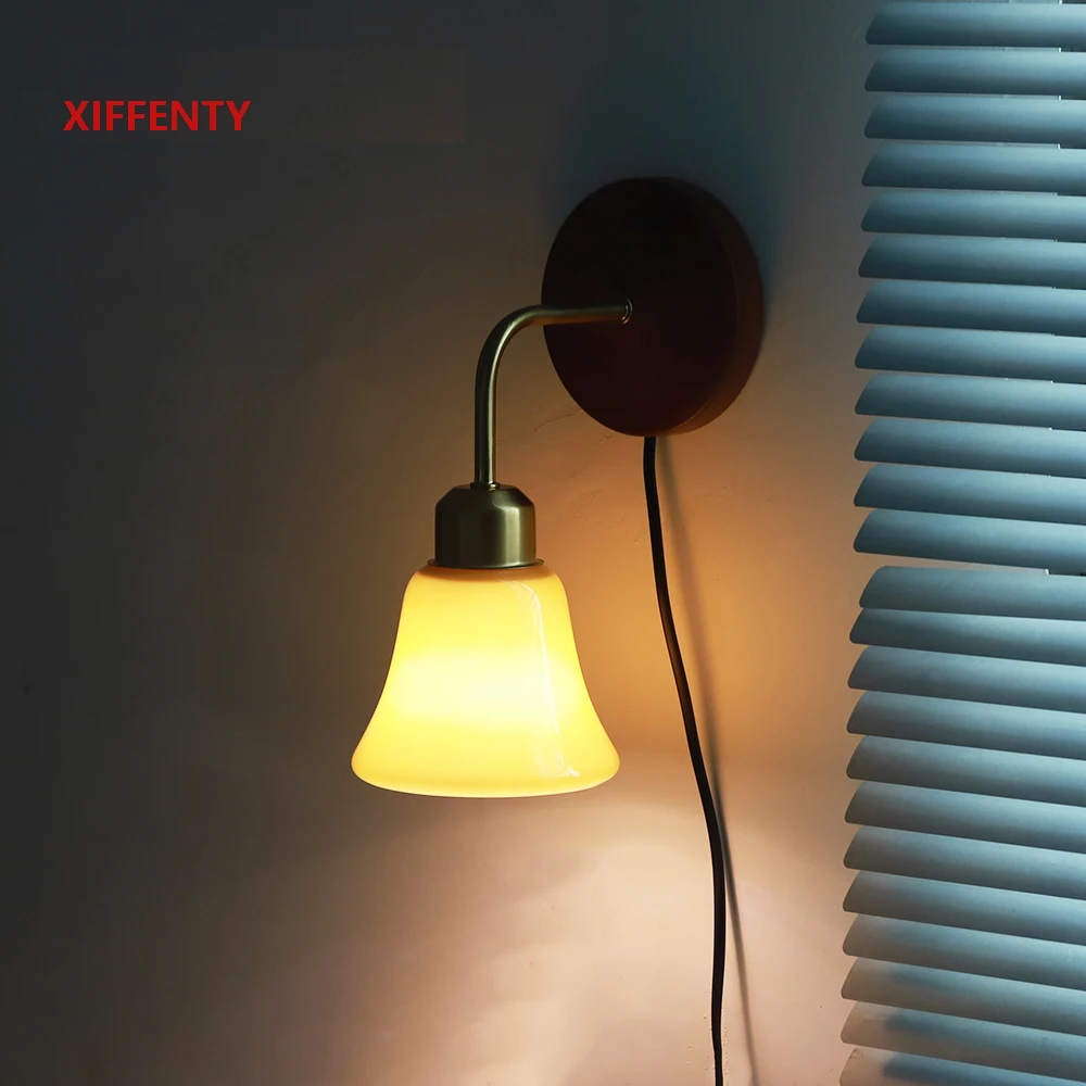 

Solid wood decorative small wall lights bedroom bedside study balcony dining room bathroom wall lights