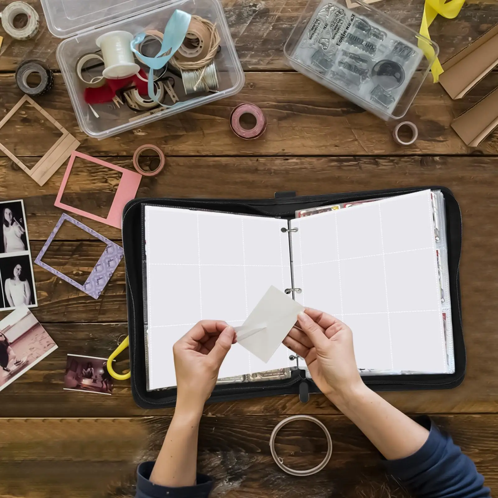 Carpeta de colección de tarjetas, carpeta de coleccionista de tarjetas comerciales de PU, carpetas de álbum de mangas de doble cara de 9 bolsillos para mujeres, hombres, niños y niñas