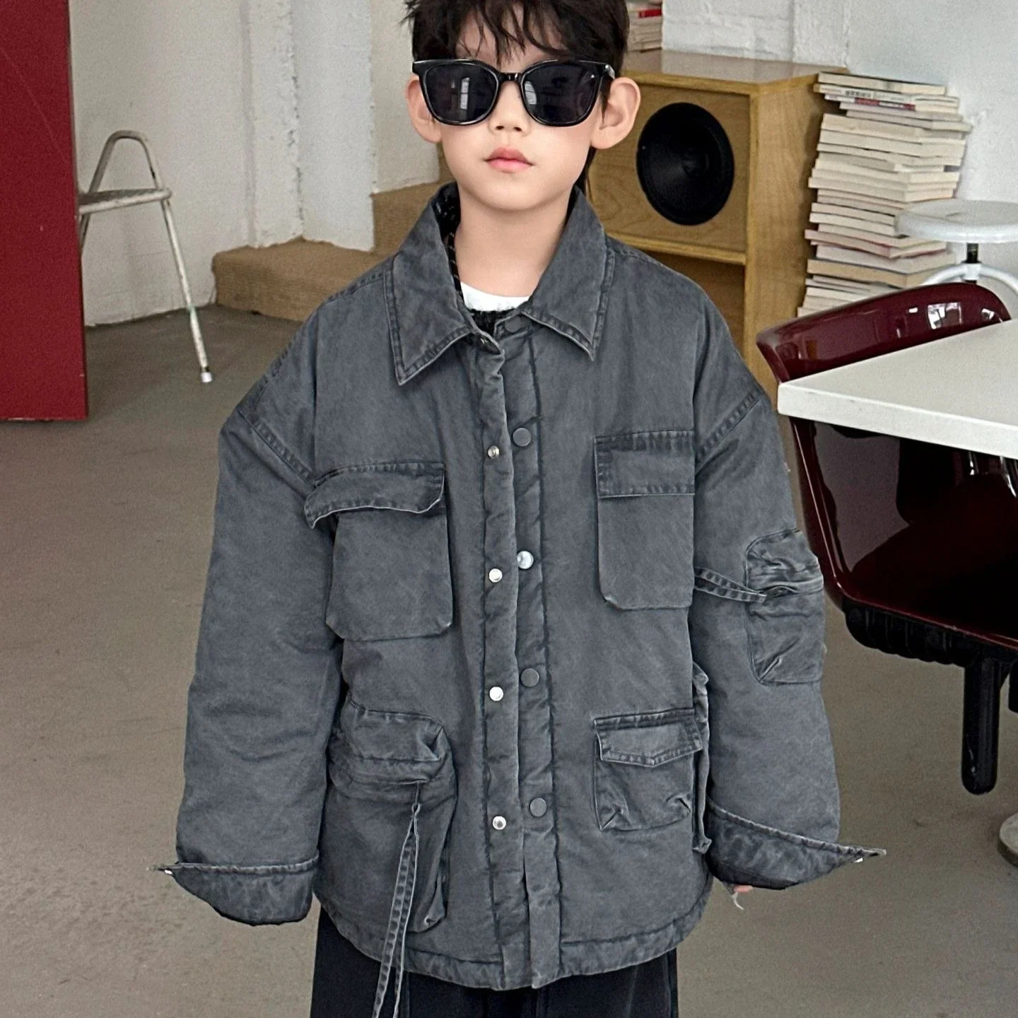 Casaco 2025 Outono e Inverno Nova Roupas Infantis Estilo Coreano Moda para Meninos e Meninas Casaco de Algodão Quente e Solto