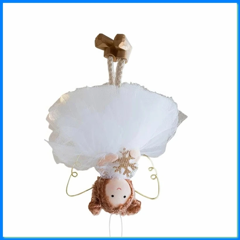 Christmas Tree Angel Girl Ornament Tulle Skirt Seasonal Decor Christmas Golden-Wing Ornaments for LivingRoom C-A75P