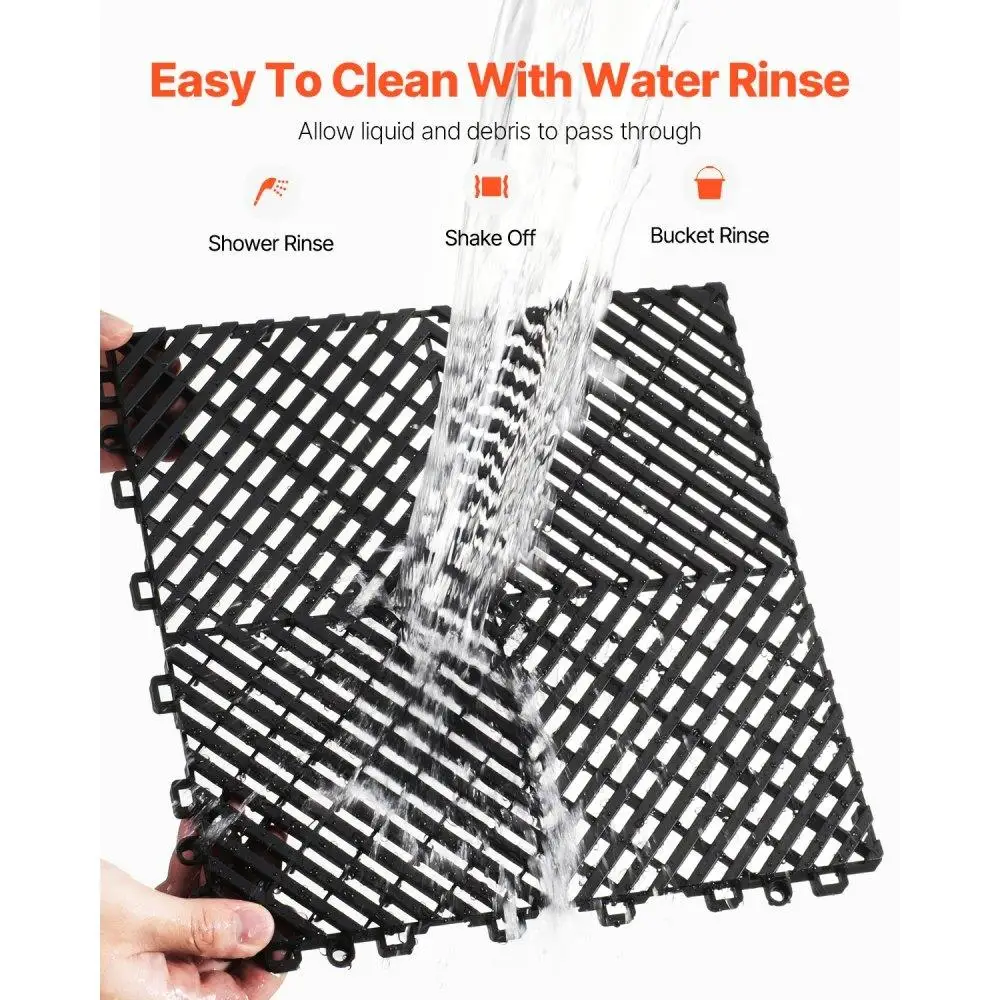 連動排水マット 12x12 モジュラー滑り止め床タイル耐久性のある PP 素材 40 個ガレージガーデンキッチン屋外用