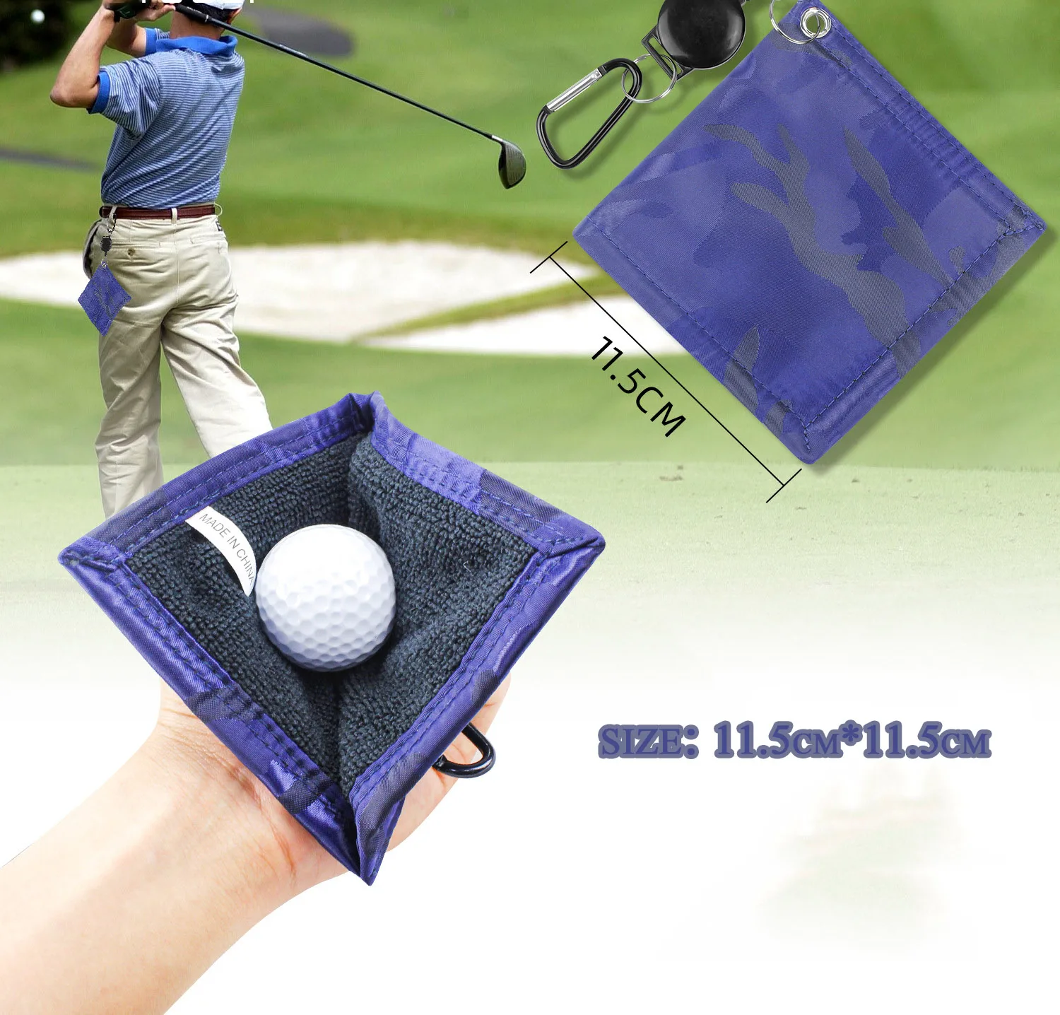 Portable Golf Ball Towels For Golf Balls and Golf Clubs Cleaner Golf Ball Washer Towel Accessories