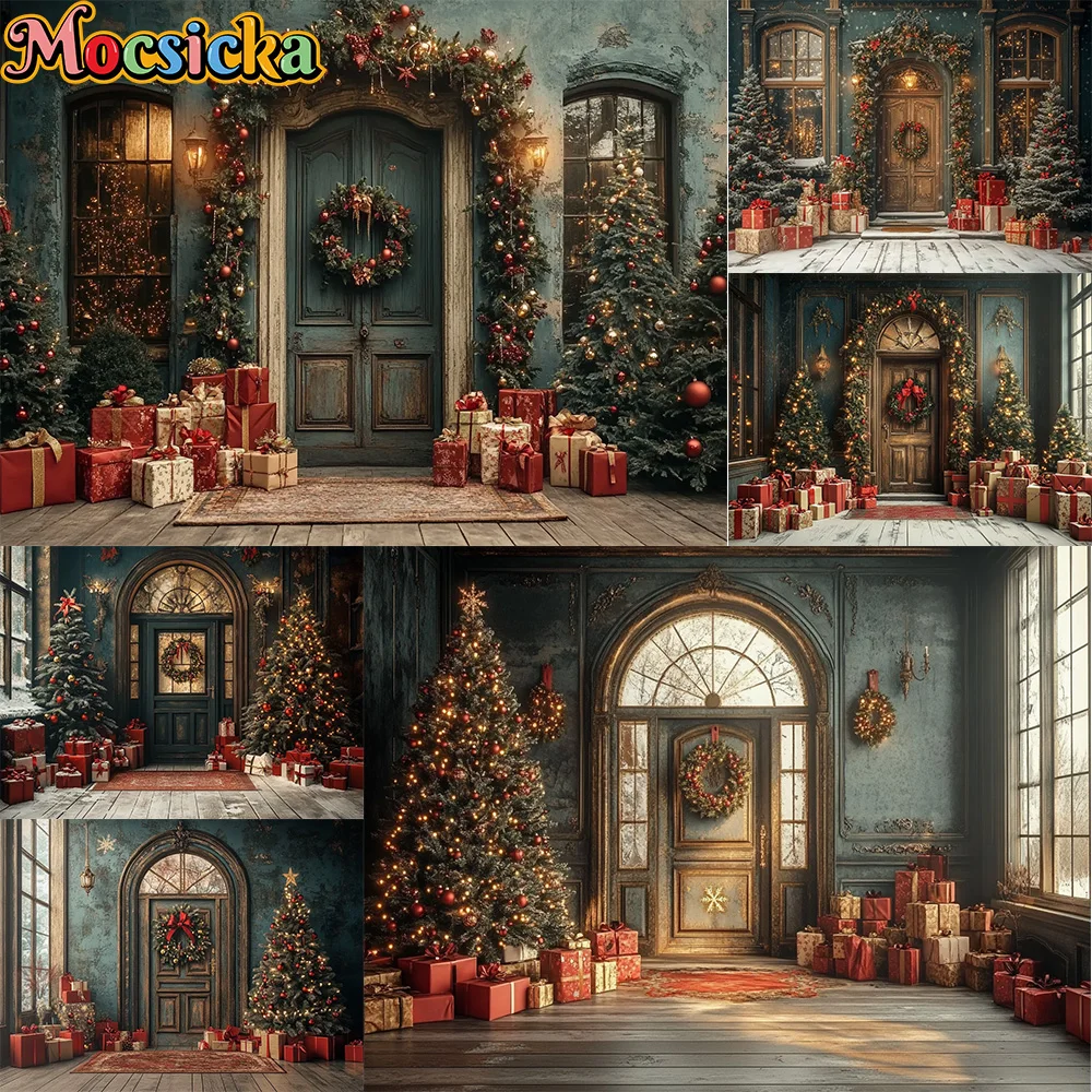 Mocsicka التصوير خلفية غرفة عيد الميلاد إكليل شجرة ديكورا الأسرة عيد الميلاد عطلة صورة خلفيات الصور للصور