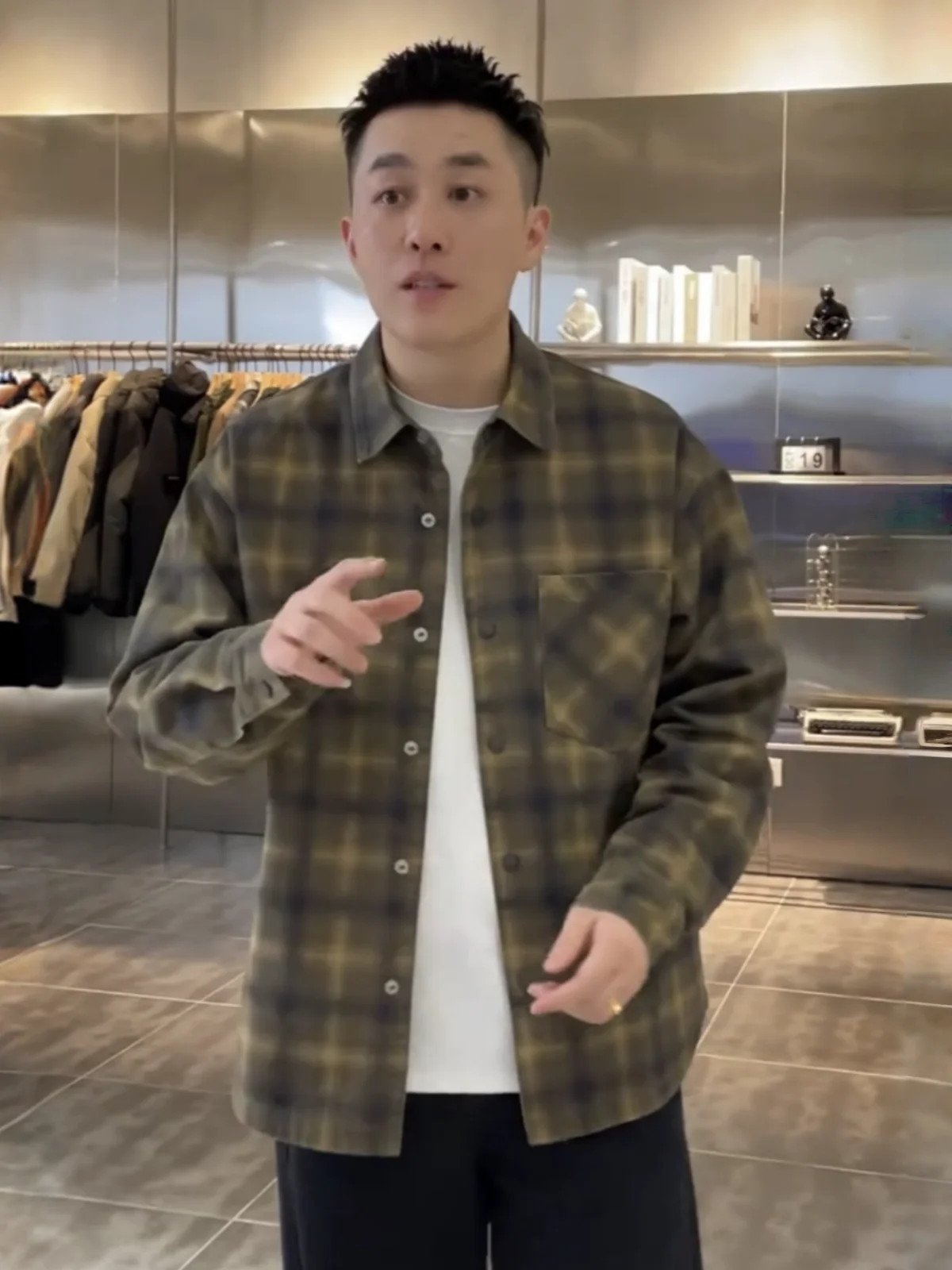 

Retro American Plaid Color Blo Collar Jaet Men's Casual Sli Outerwear Breathable Polyester Cotton Blend Autumn Coat