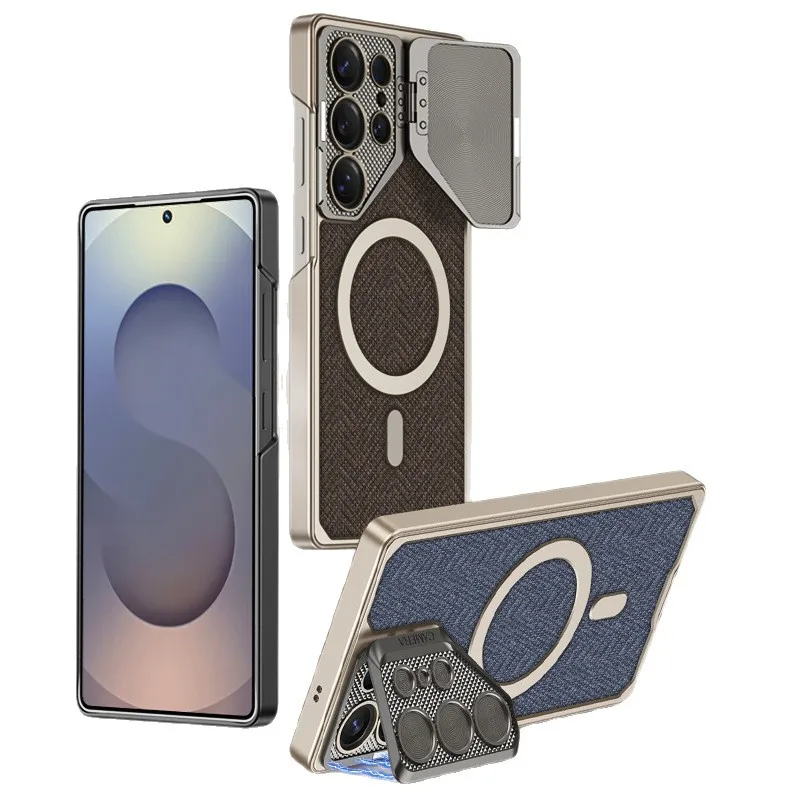 [Nuevos productos más vendidos] soporte para lentes anillo de succión magnético patrón de tela funda para teléfono móvil para Samsung SM-S25Ultra/SM-S24Ultra