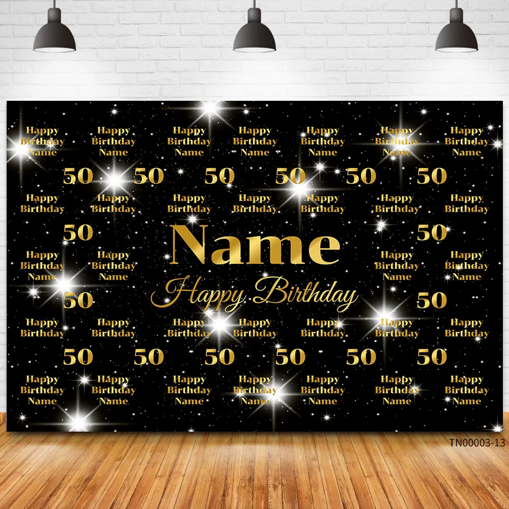 Custom Name Age Text Photo Gold Glitter Birthday Party Banner Backgrounds Baby Shower Child Number Diy Photography Backdrop Prop