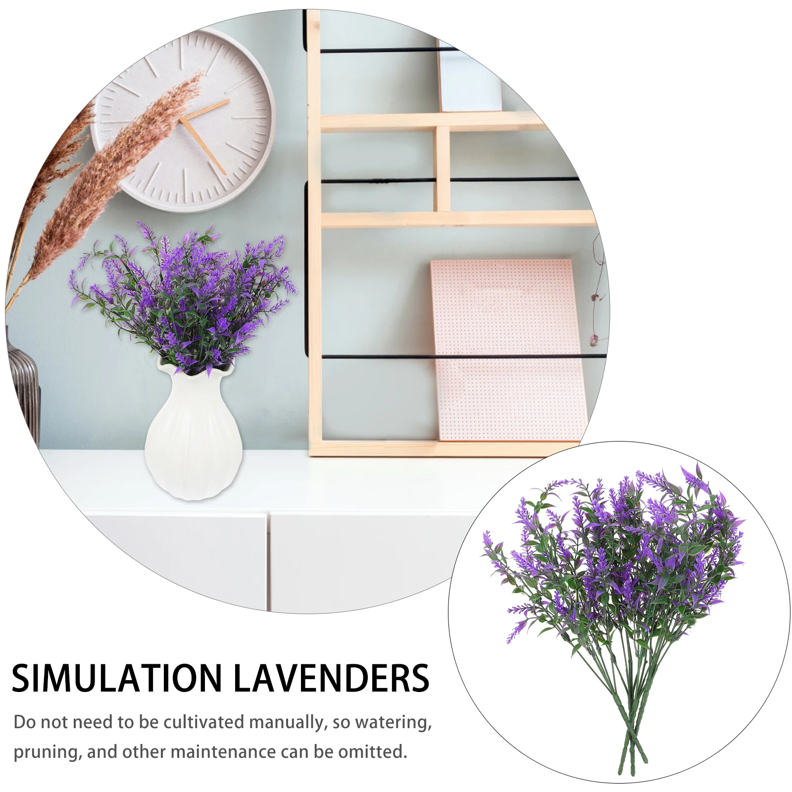 

8pcs Artificial Lavender Flowers Plastic Home Decor Simulated Flower Arrangement Photography Props Fake Flowers Purple