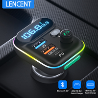 LENCENT FM Transmitter Wireless Bluetooth 5.0 Radio Car Kit  with Type-C PD + QC3.0 Fast USB Charger Mp3 Player Receiver Hi Fi