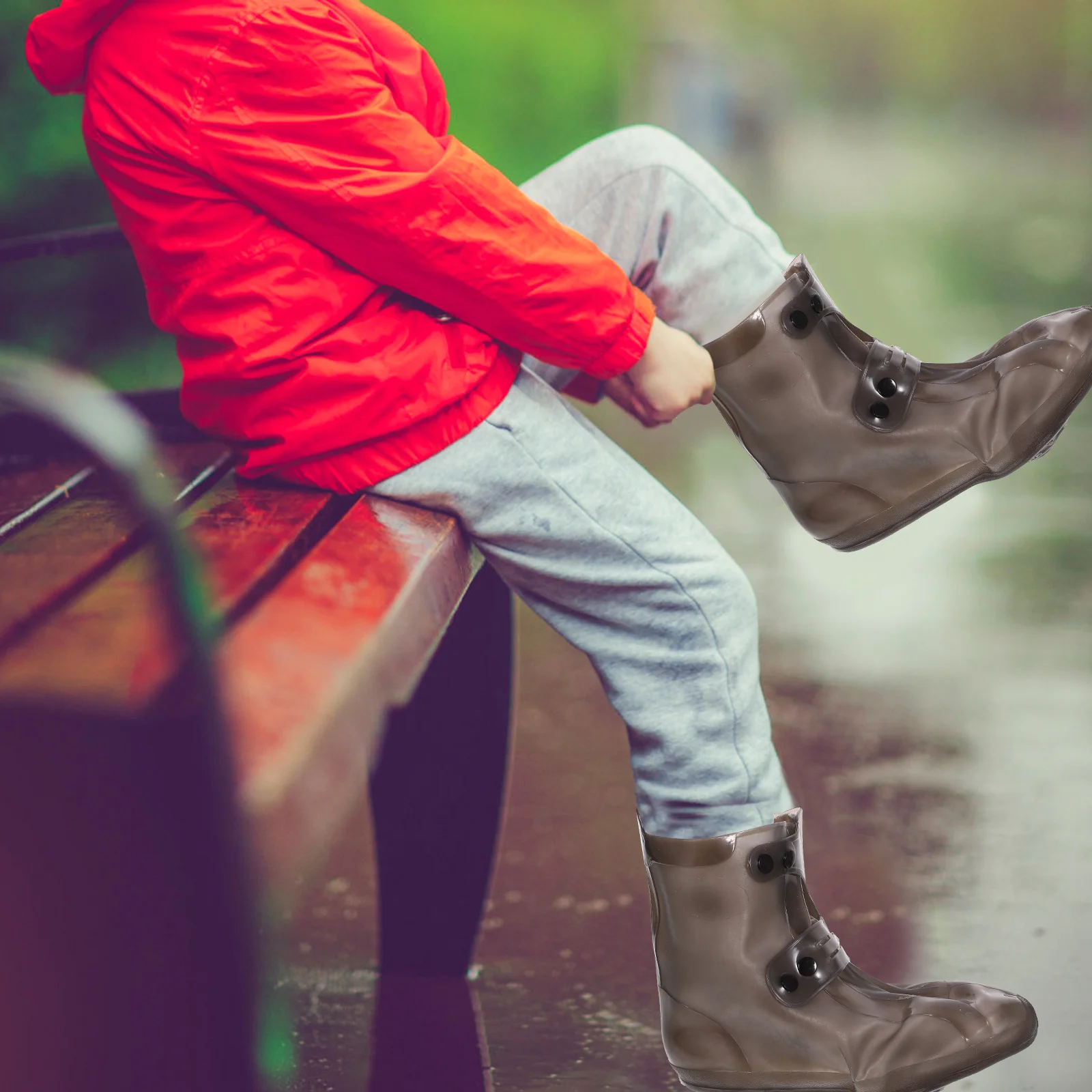 

Black Waterproof Foldable Rain Shoe Boot Covers Reusable Washable Overshoes Outdoor Travel for Women Men Kids Size 40-41