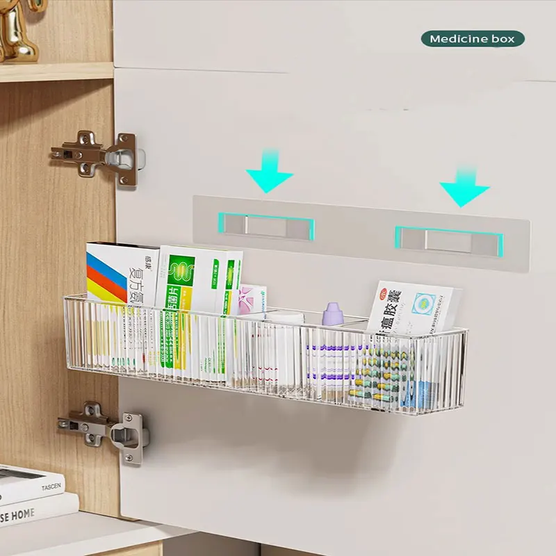 Bathroom Storage Rack Acrylic Waterproof Makeup and Skincare Products Divided Storage Wall Mounted Medication Storage Box