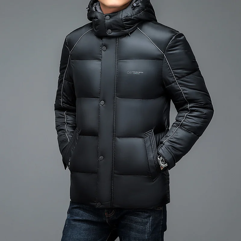 Winter Jacket Warm Down Parkas For Men Fashion Korean Style Mens Hooded Puffer Parka Thick Padded Coats Waterproof Overcoat