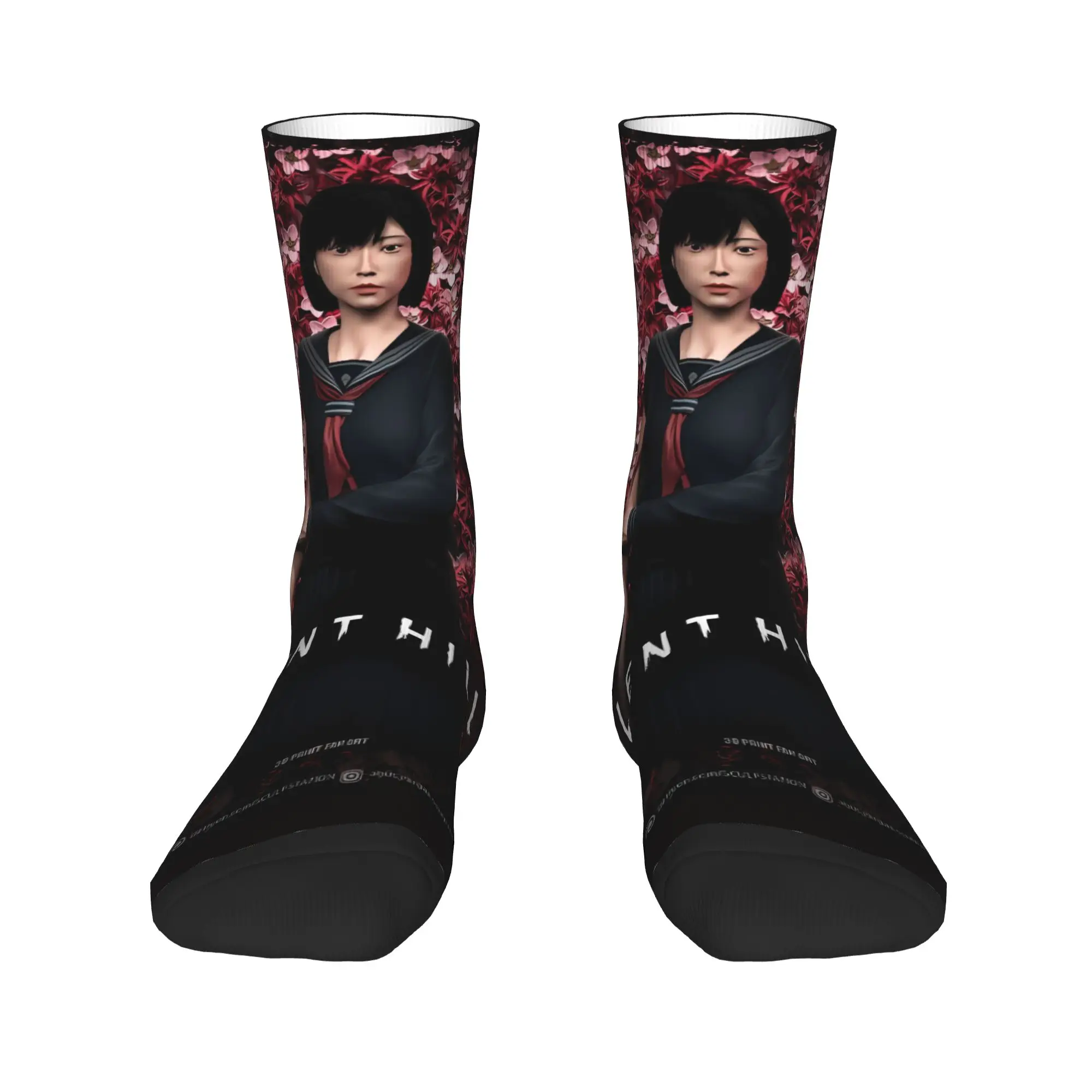 Silent Hill F Horror Game Socks  Funny Stockings Adults Men Soft Breathable Running Sports Socks Spring Printed Non Skid Socks
