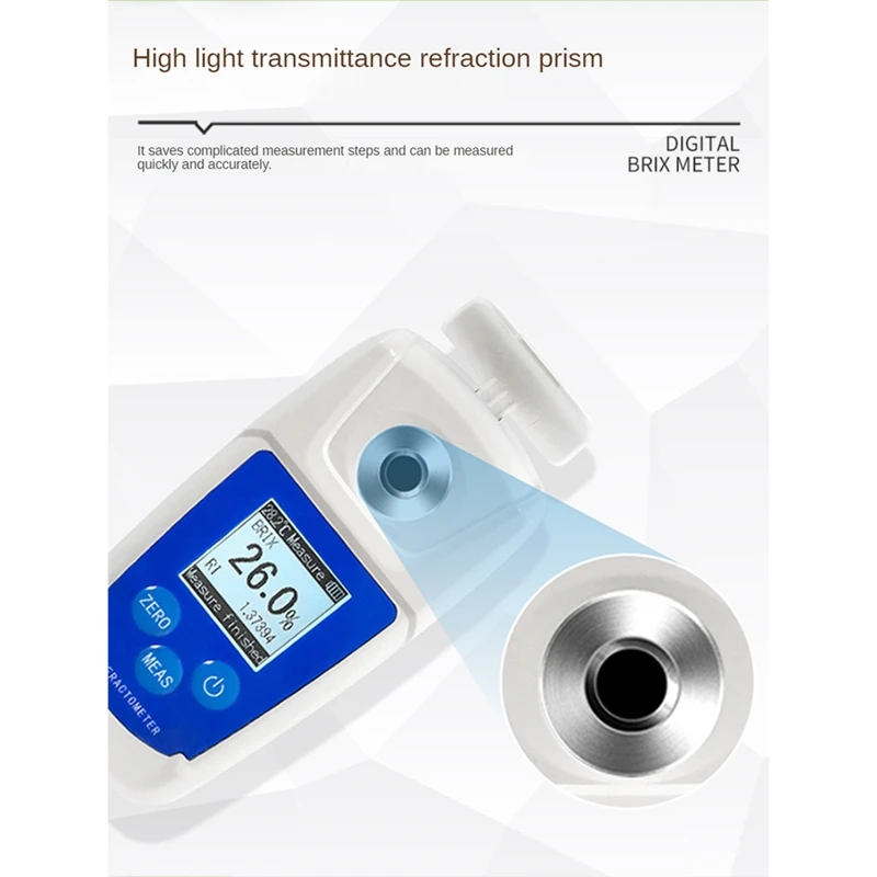 Digital Refractometer Digital Fruit Sugar Meter Brix Meter Juice Drinks Measuring Range 0-55%