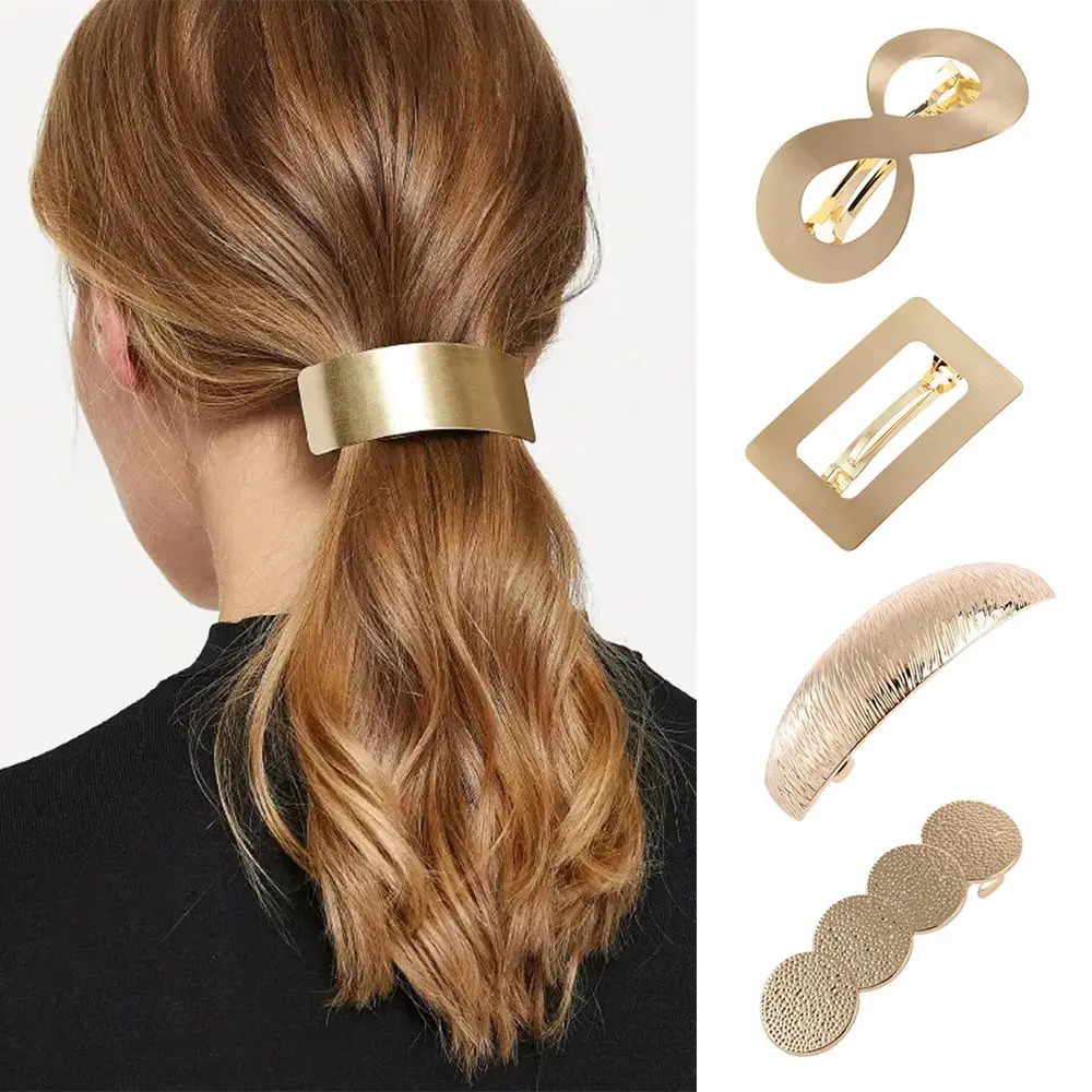 Women's Fashion Alloy Hair Clips Geometric Horsetail Headwear Girls Hairpins Barrettes Ponytail Holder Hair Accessories