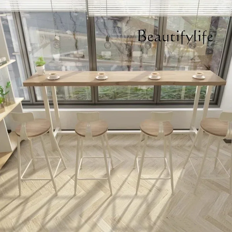 C バルコニー キッチン バーテーブル 無垢材 家庭用 長方形 細長い 北欧風 ミルクティーバーテーブル コーヒーテーブル コンビネーション キッチンテーブル 家具