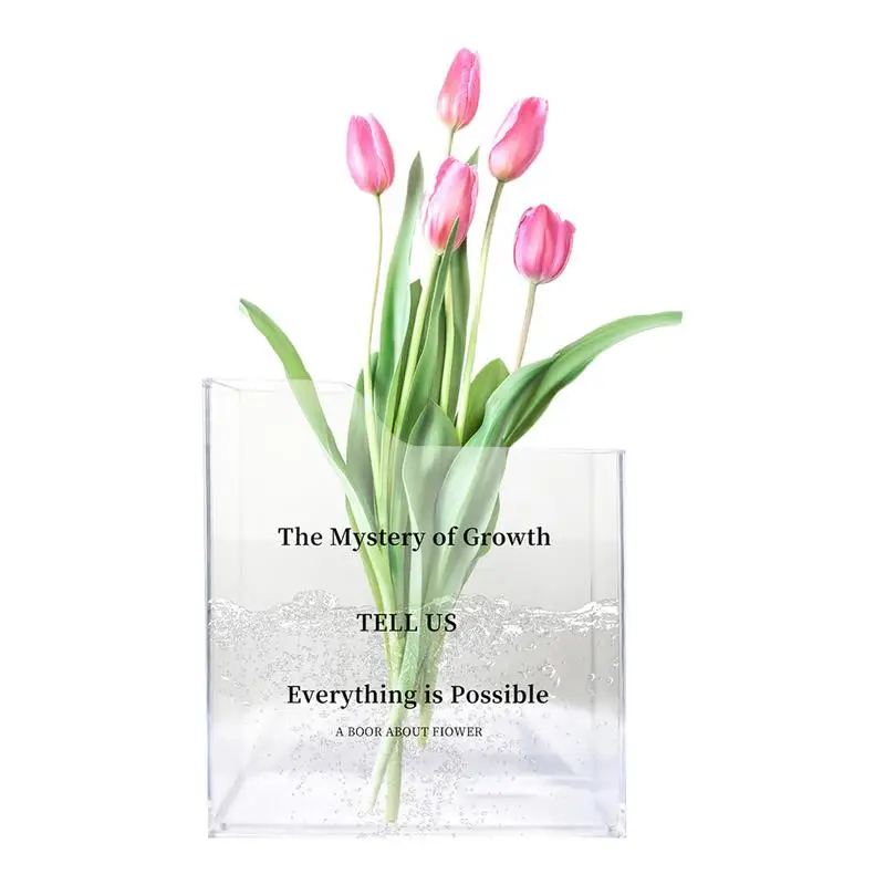 

Unique Vase For Book Lovers Acrylic Transparent Artistic Flavor Book Flower Vase Chic Home Decor Cute Decorative Book Vase